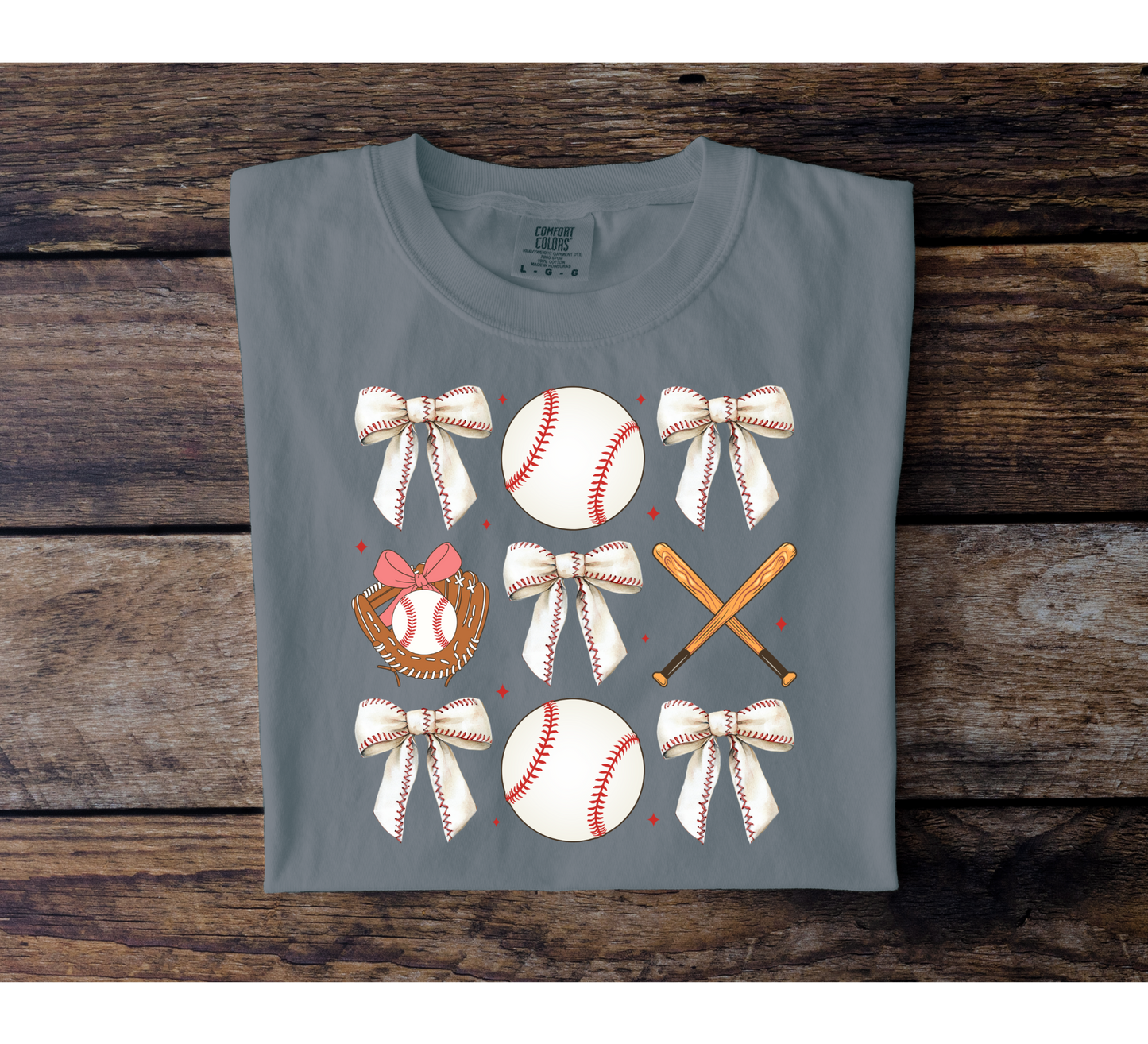 Baseball and Bow Collage 2 Tee