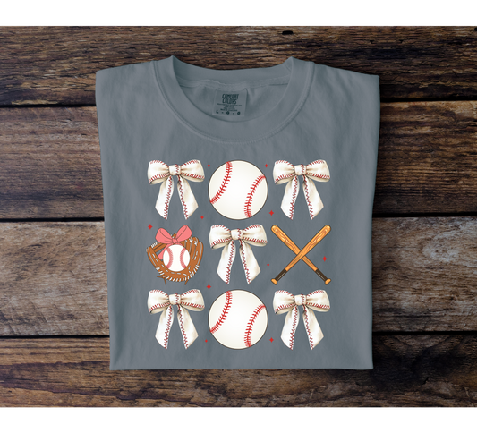 Baseball and Bow Collage 2 Tee