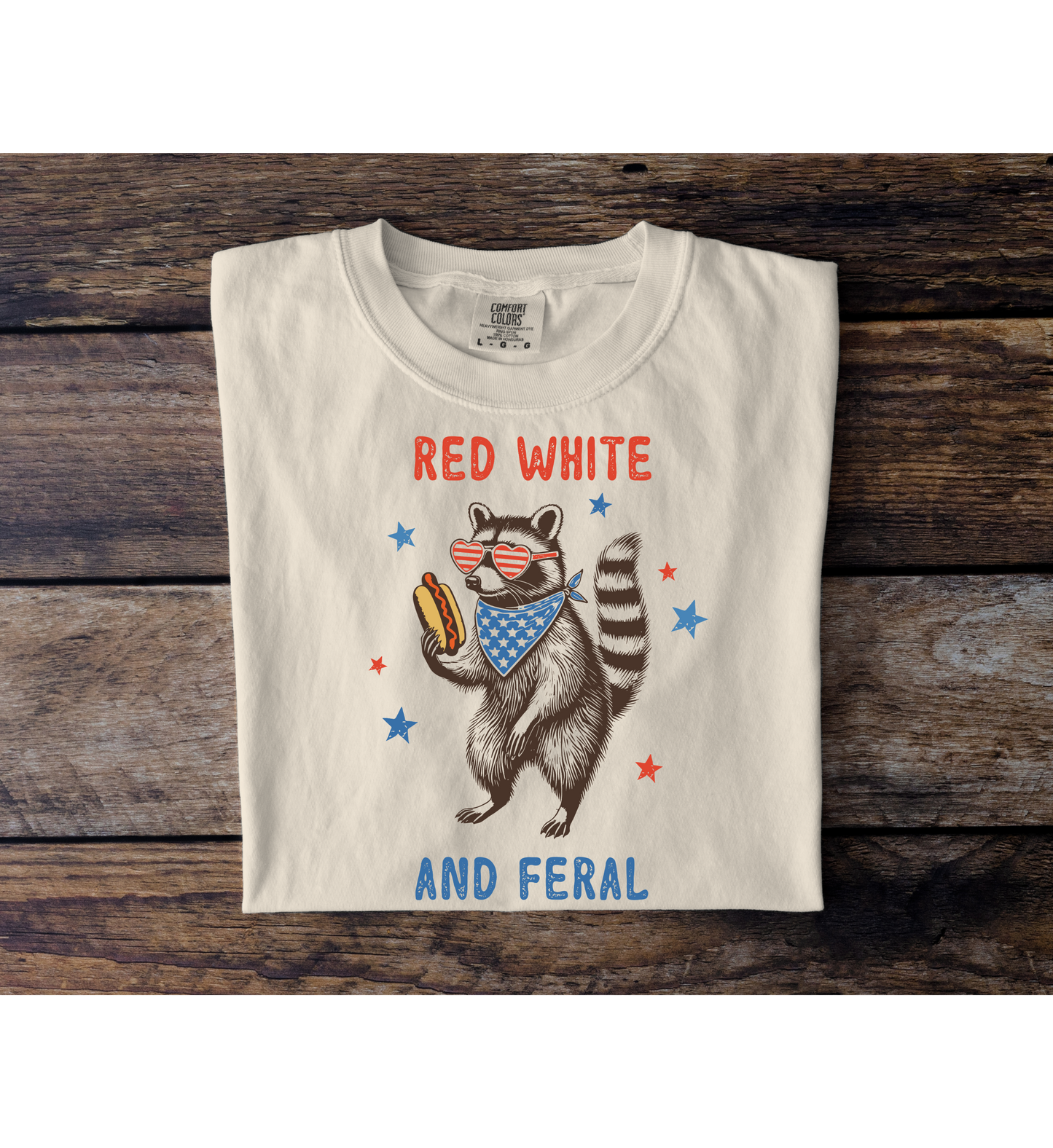 Red White And Feral Hotdog Tee